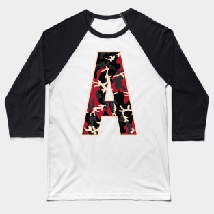 Initial Capital Letter A Camo Alphabet Gift Women Men Baseball T-Shirt